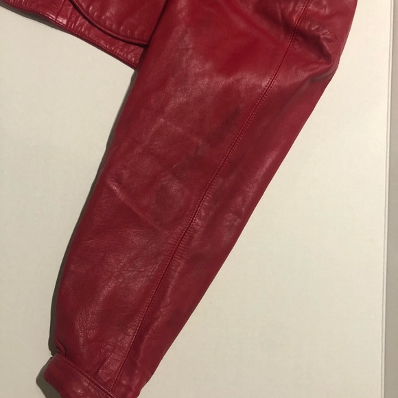 Vintage Michael Hoban red leather cropped, dolman/batwing jacket, size 9/10, 80s - Picture 10 of 14